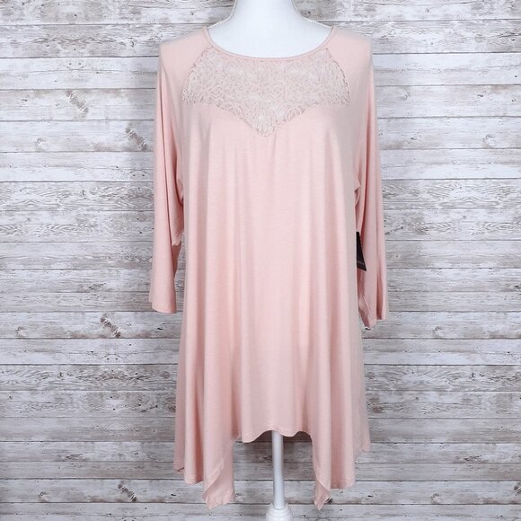 torrid Tops - Torrid Super Soft Tunic Top Sz 2X Lace Hankerchief Hem Blush 253A